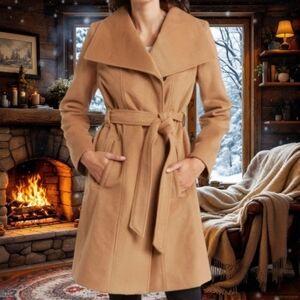 Michael Kors Tan Belted Coat. Size L